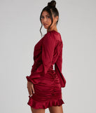 Ruffle Romance Satin Mini Dress