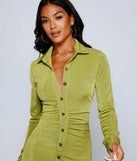 Crazy About Ruche Collared Mini Dress
