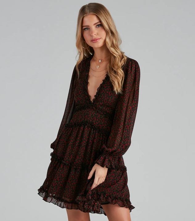Plucking Roses Chiffon Peasant Dress | Windsor Plucking Roses Chiffon Peasant Dress | Windsor