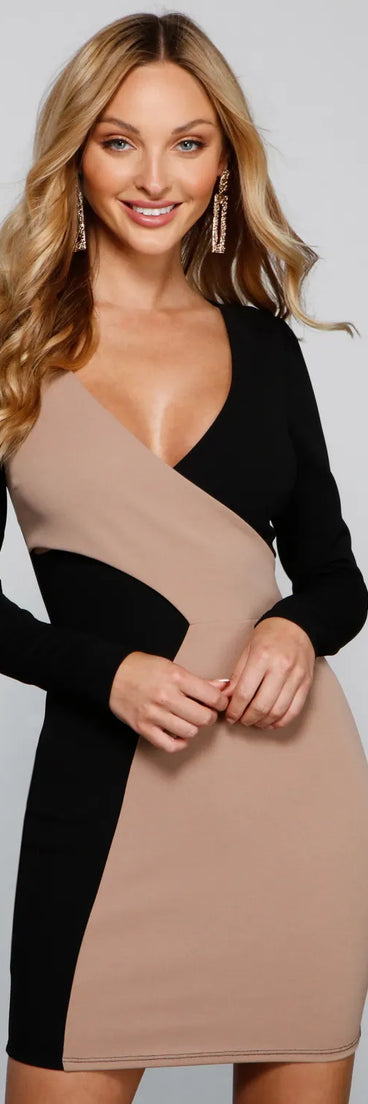 Chic Color Block Bodycon Mini Dress