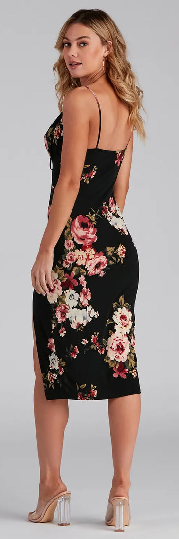 Floral Feels Scoop Neck Strappy Midi Dress