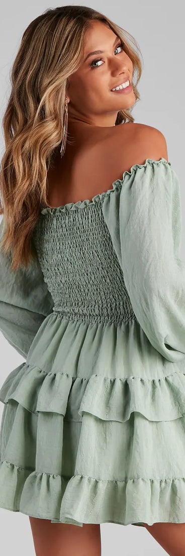 So Sweet Ruffled Cutout Skater Dress
