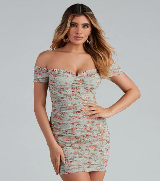 Sweet And Stunning Lovely Florals Mesh Mini Dress