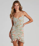 Spotted In Floral Mesh Ruffle Hem Dress