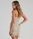 Spotted In Floral Mesh Ruffle Hem Dress