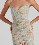 Spotted In Floral Mesh Ruffle Hem Dress