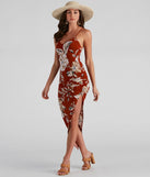 Tropical Nights V-Neck Midi Dress