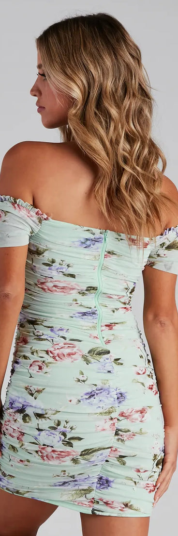 Sweet And Stunning Pastel Floral Mesh Mini Dress