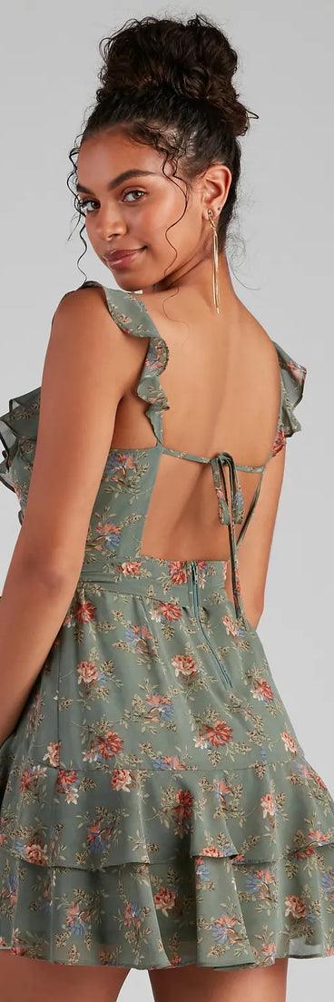 Too Sweet Floral Ruffled Skater Dress