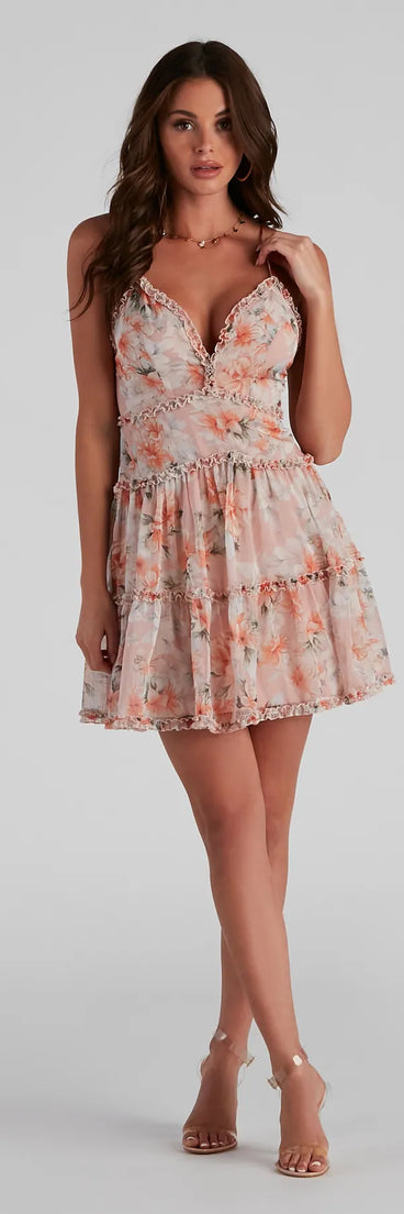 Breezy Floral Chiffon Skater Dress