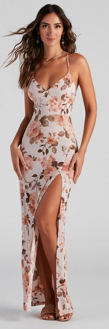 Rose Above It V-Neck Slit Maxi Dress