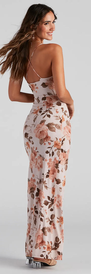 Rose Above It V-Neck Slit Maxi Dress