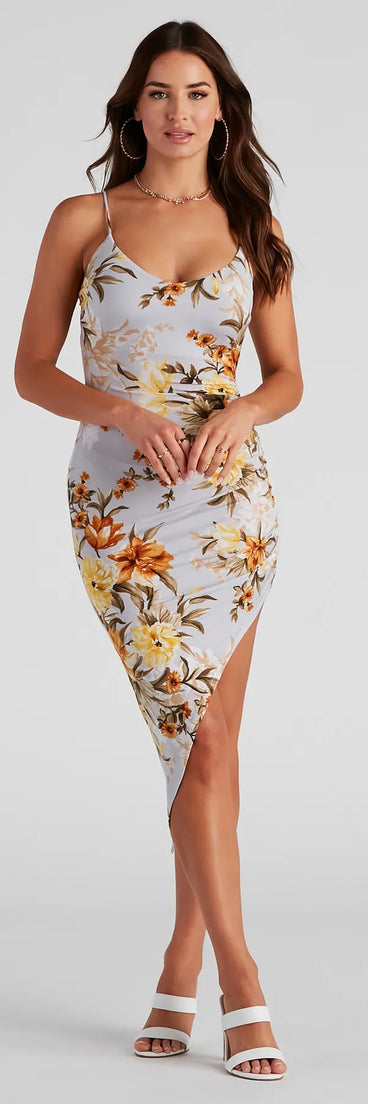Floral Finds V-Neck Midi Dress