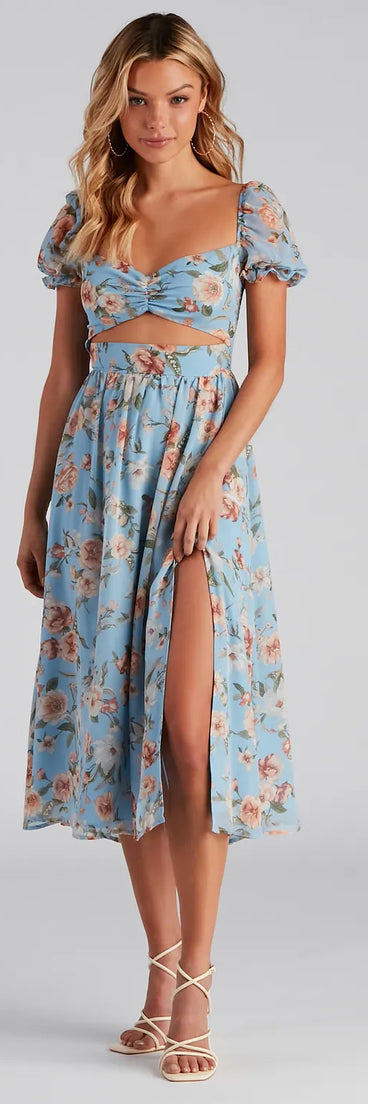 Life's A Breeze Floral Cutout Midi Dress