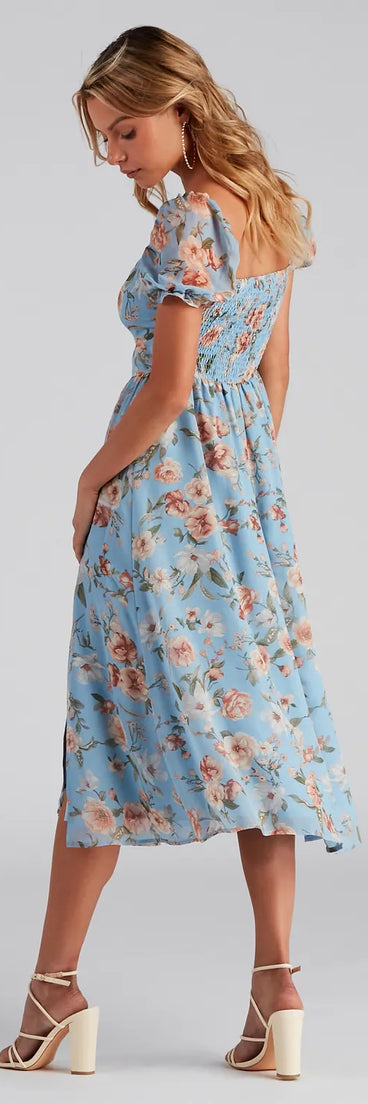 Life's A Breeze Floral Cutout Midi Dress
