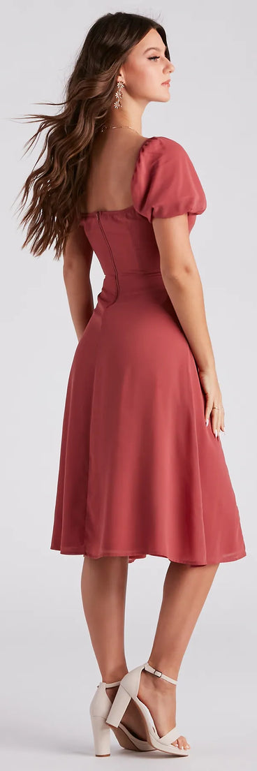 Love Swept Chiffon Slit Midi Dress