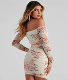 Pretty Rosy Mesh Floral Mini Dress