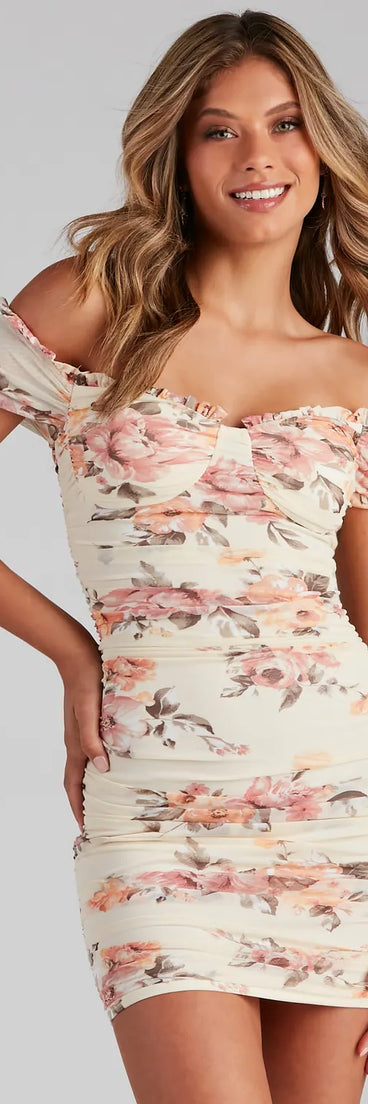 Sweet And Stunning Rose Floral Mesh Mini Dress