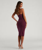 Make a bold statement in the Chic Luxe Cowl Neck Slit Midi Dress in magenta, the perfect spring dress for weddings, cocktail hours, nights out, and/or seasonal celebrations.