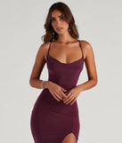 Make a bold statement in the Chic Luxe Cowl Neck Slit Midi Dress in magenta, the perfect spring dress for weddings, cocktail hours, nights out, and/or seasonal celebrations.