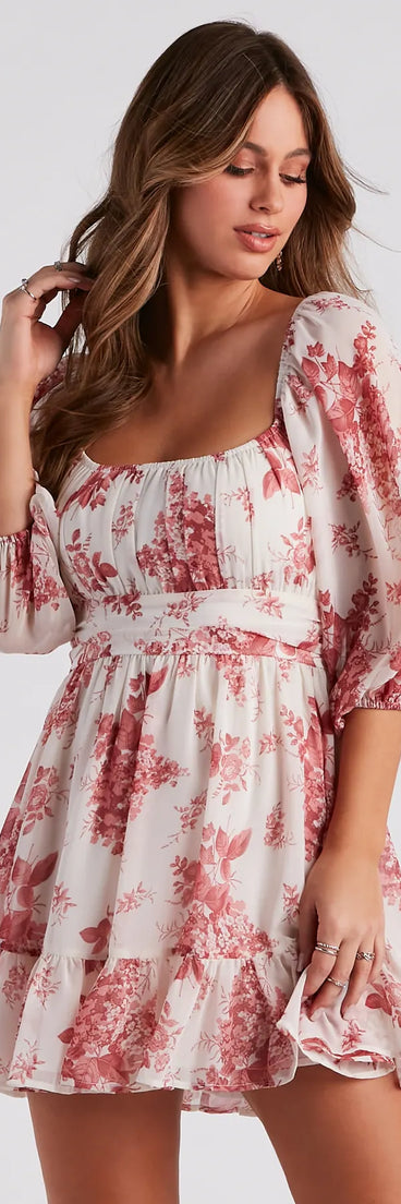 Sunday Girl Floral Chiffon Skater Dress