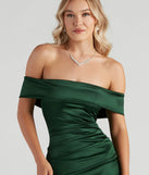Regal Satin Off The Shoulder Dress