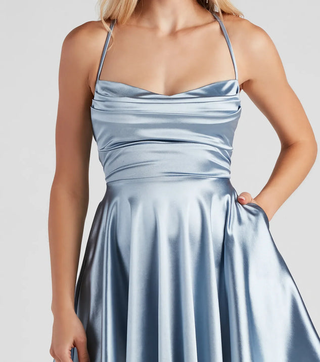 Sleek And Flirty Satin Skater Dress | Windsor