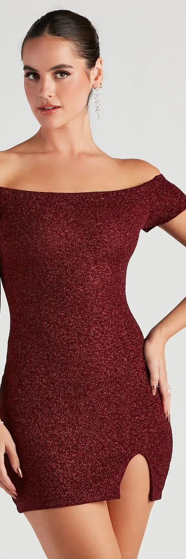 Love Spark Glitter Off The Shoulder Dress