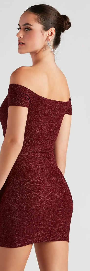 Love Spark Glitter Off The Shoulder Dress