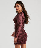 Stunning Sheen Satin Wrap Mini Dress