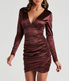 Stunning Sheen Satin Wrap Mini Dress