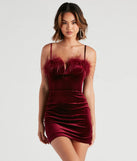 Enchanting Night Velvet Marabou Dress