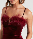 Enchanting Night Velvet Marabou Dress