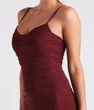 Revamp your 2025 wardrobe with this chic addition, the That Girl Mesh Ruche Short Dress in wine, perfect for elevating your style in the new year.
