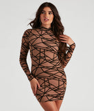 Geometric Muse Mesh Mock Neck Dress