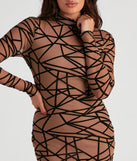 Geometric Muse Mesh Mock Neck Dress