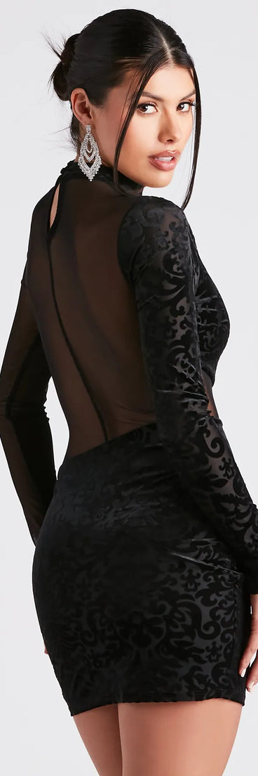 Sheer Surprise Velvet Mesh Dress