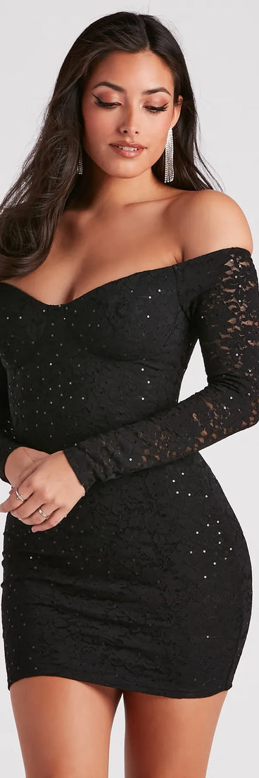 A Lil Shimmer Sequin Lace Dress