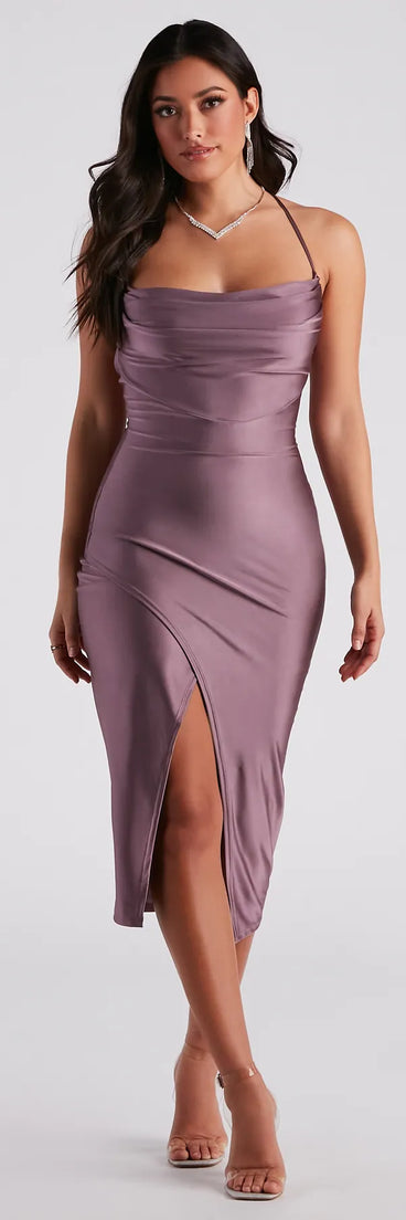 Ever So Chic Wrap-Front Midi Dress