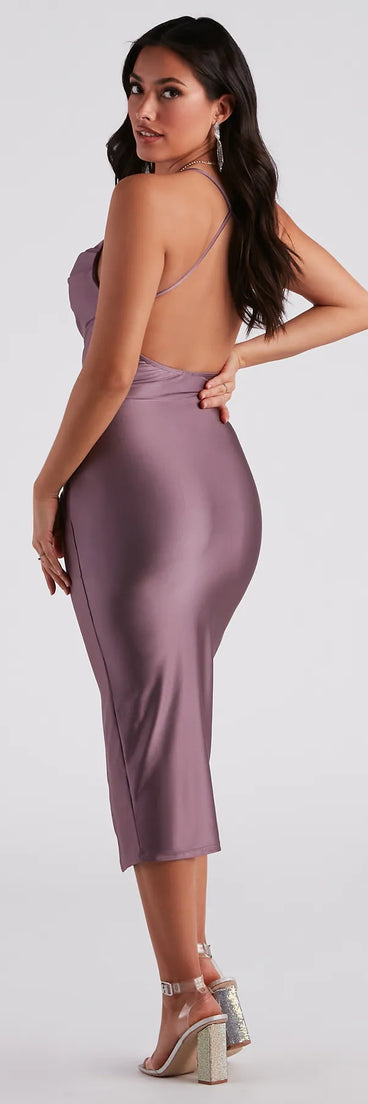 Ever So Chic Wrap-Front Midi Dress