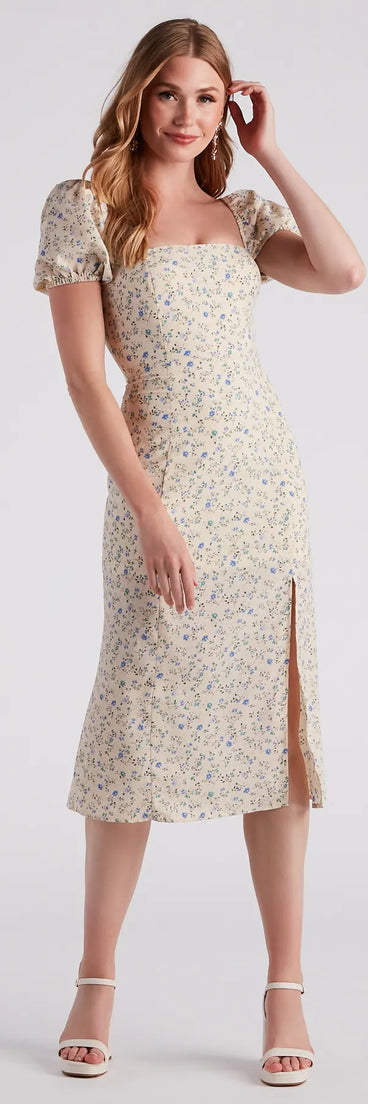 Spring Stroll Ditsy Floral Midi Dress