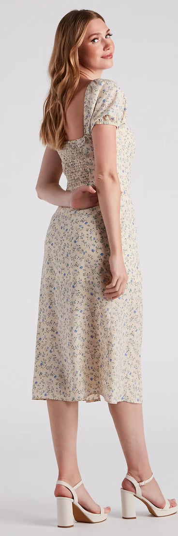 Spring Stroll Ditsy Floral Midi Dress