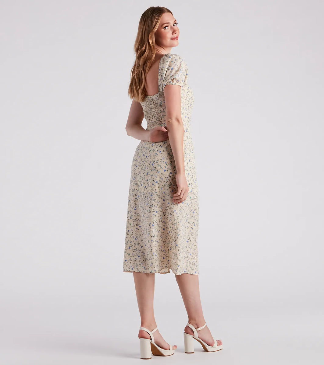 Spring Stroll Ditsy Floral Midi Dress & Windsor