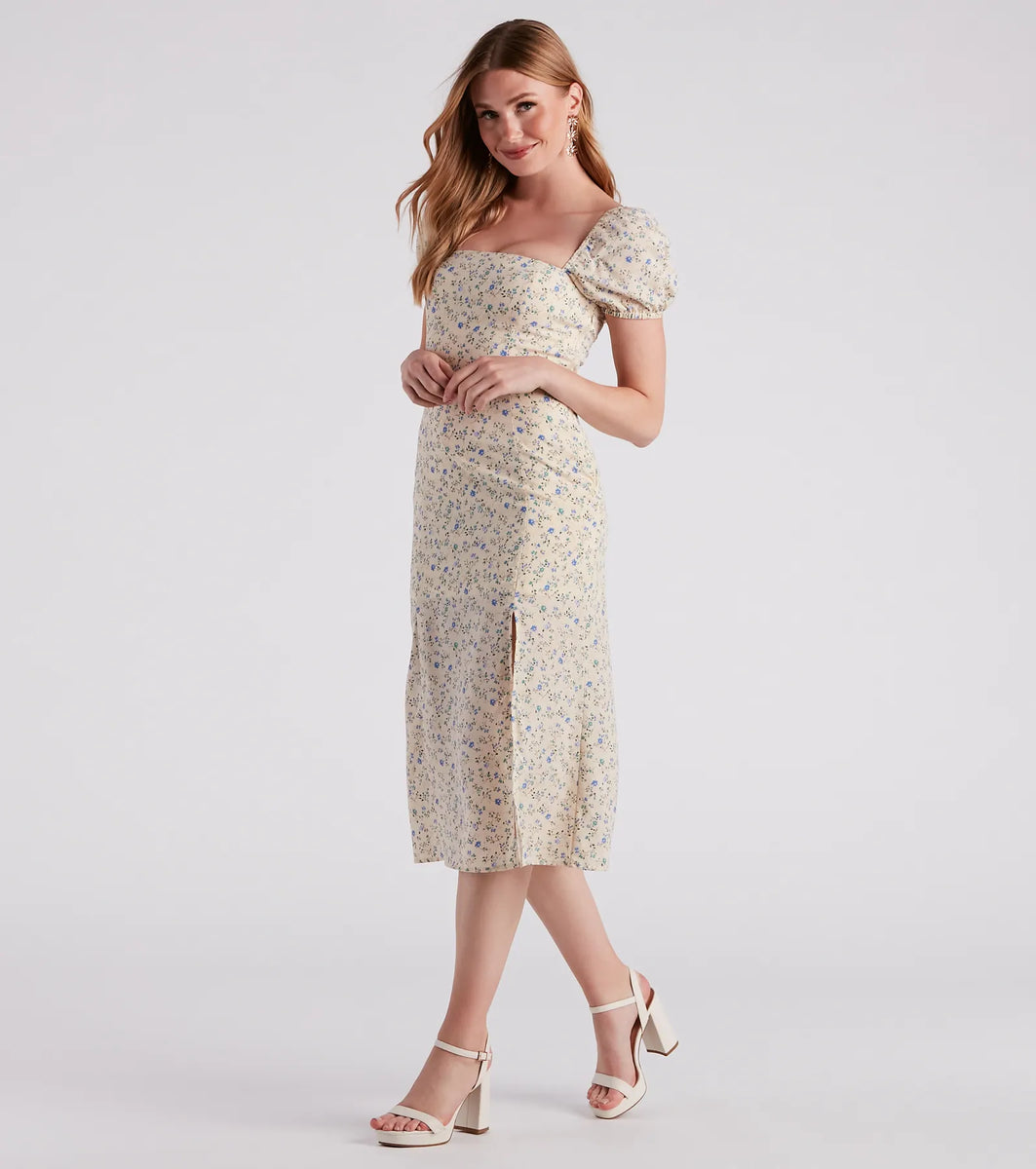 Spring Stroll Ditsy Floral Midi Dress & Windsor