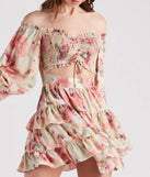Golden Hour Floral Ruffled Skater Dress