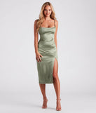 Make the big day unforgettable with the Luxurious Night Satin Midi Dress, a gorgeous sage green bridesmaid dress that balances elegance and affordability.