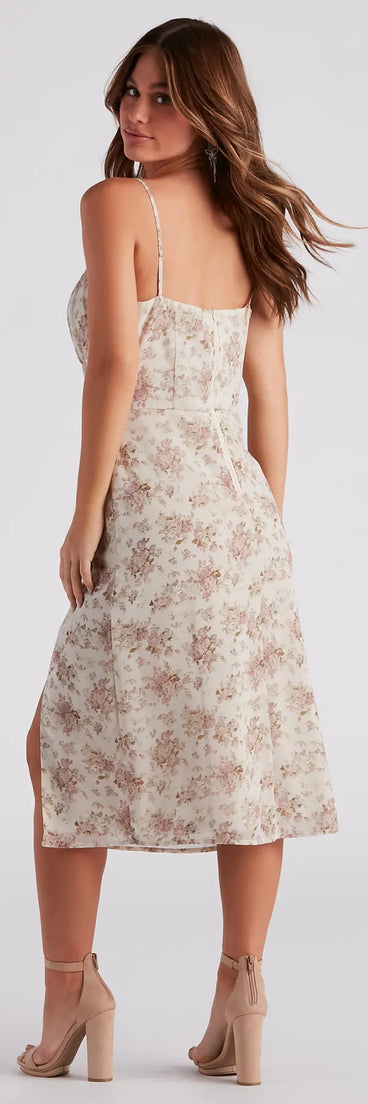 Precious Blooms Floral Midi Dress