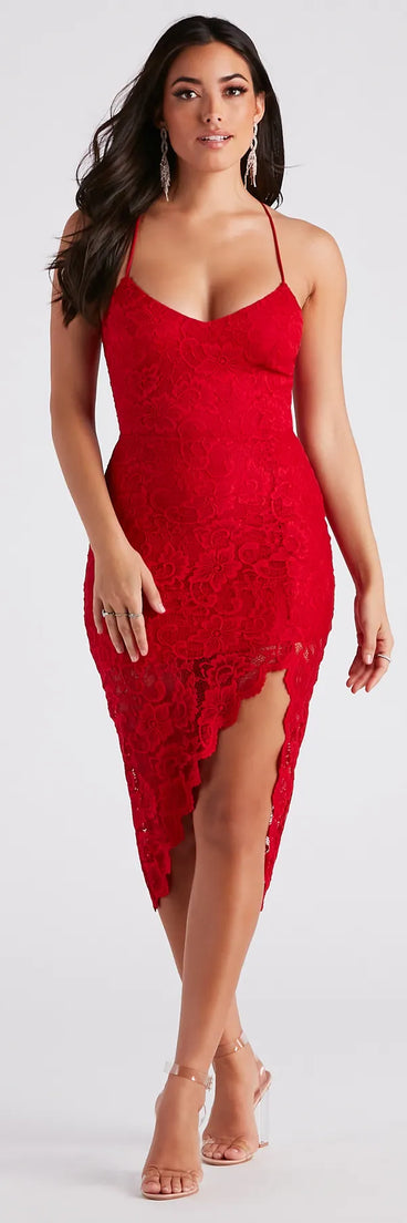 Unwrap Me Lace V-Neck Midi Dress