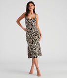 Safari Babe Zebra Cowl Midi Dress