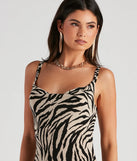 Safari Babe Zebra Cowl Midi Dress
